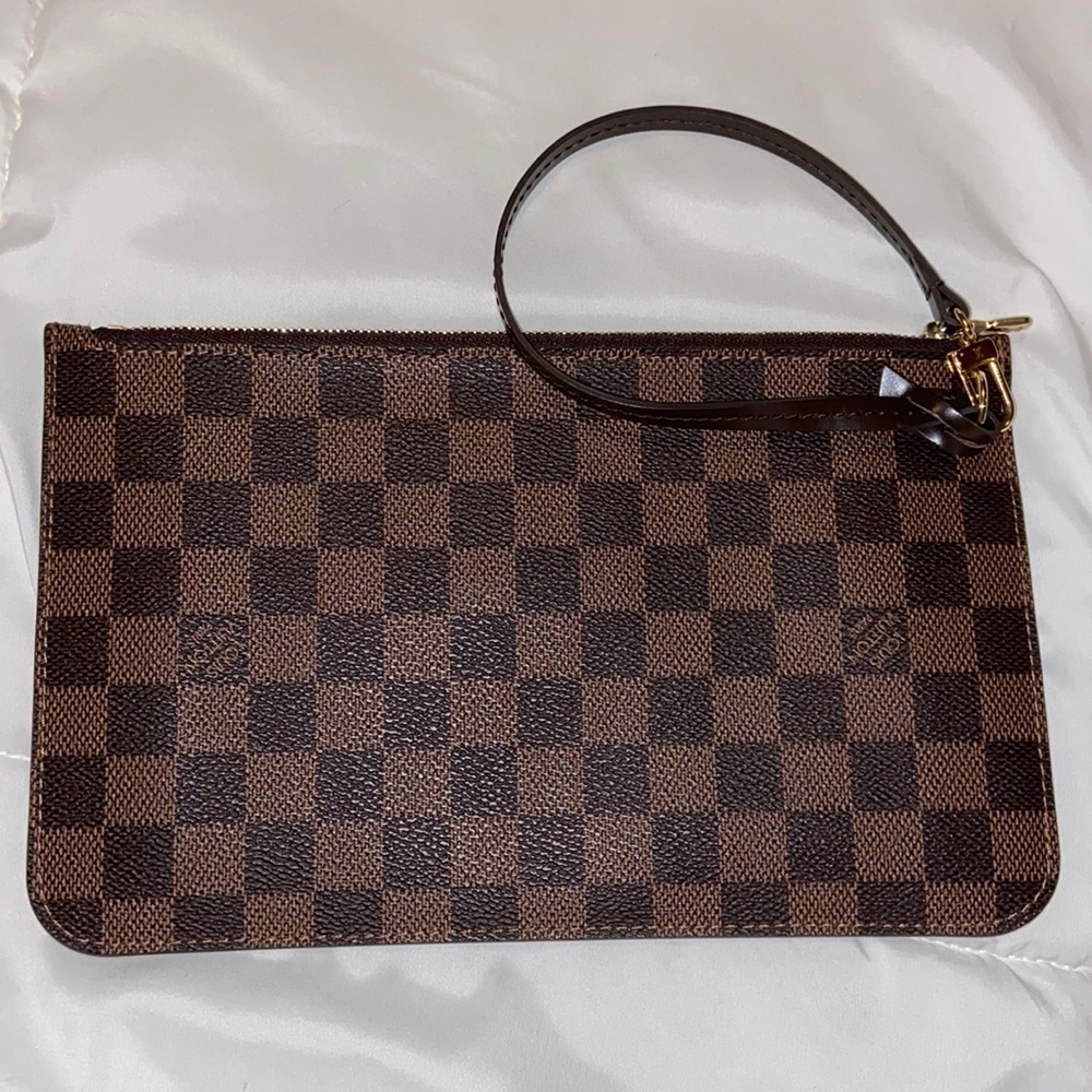 Auth Brand New Louis Vuitton GM Damien Ebene Print Red Pouch Wristlet Wallet